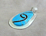 Zuni Turquoise & Sterling Hummingbird Pendant  by Amy Quandelacy Wesley JP217