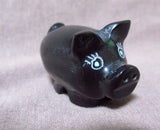 Native Zuni Black Marble Pig Fetish by Rosella Gonzales - C1716