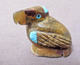 Native Zuni Banded Jasper & Turquoise Parrot Fetish by Edison Bobelu C1818