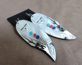 Native American Zuni Abalone Shell Corn Maiden Earrings by Gloria Chattin JE611