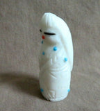 Native Zuni White Marble Corn Maiden Fetish Carving by Mike LaWeka  - C3823