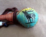 Native Navajo Handmade Rawhide Spirit Elk Rattle by Fedelia Beaver  M354