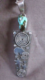 Native Navajo Large Sterling Silver & Turquoise Pendant by Alex Sanchez JP0071