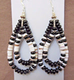 Santo Domingo Black Marble, Heishi & Silver Hook Earrings by J Calabaza JE0249