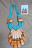 Santo Domingo Turquoise & Inlay  "8 Fingers" Necklace Set  Torevia Crespin JN472
