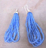 Navajo Made 30 strand - Blue colored bead 30" Necklace - w/ earrings JS0100