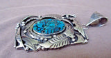 Native Navajo Very Heavy Sterling Silver & Turquoise Pendant by NN JP0144