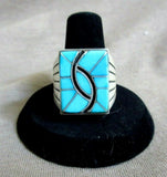 Zuni Turquoise & Sterling Hummingbird Ring size 9 by Amy Quandelacy Wesley JR033