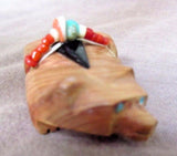 Native Zuni Cedar Wood carved Badger w/ Bundle Fetish by Brandon Phillips  C1416