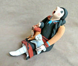 Native American Hand Coiled Jemez Pottery Storyteller w child by J Lucero  PO240