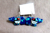 Native Zuni Azurite Bear Fetish w Sunface Hook Earrings by Darrin Boone JE640