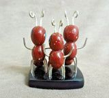 Native Zuni Pipestone Three Ant Family Fetish by Danny Booqua - C3164