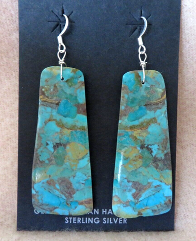 Santo Domingo Stunning Turquoise Slab Hook Earring by Deanna Tenorio JE625