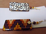 Native Navajo Sterling Silver Textile Rug Design Dangle Hook Earrings  JE0158