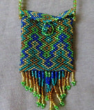 Native Zuni Made Multi-color Beaded Medicine Bag 32" Necklace  M298