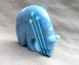 Zuni Calming Angelite Bear Fetish w 3 heartlines by Kenric Laiwakete C4146