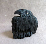 Native American Zuni Jet Raven Fetish Carving by Rochelle Quam  C4531