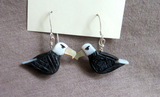 Native Zuni Jet & Mother of Pearl Eagle Fetish Earrings by Darrin Boone  JE609