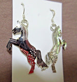 Native Navajo Sterling Silver Horse Dangle Hook Earrings by Louise Yazzie JE0395