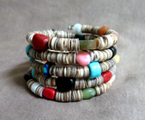 Santo Domingo Turquoise & Multi-Gemstone Wrap Wire Bracelet by H Tsosie JB267