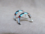 Zuni Awesome Multi-Stone Inlay Sterling Post Earrings by Leif Esalio JE651