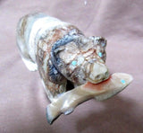 Zuni Museum Quality HUGE Picasso Marble Bear & Fish Fetish by Herb Him Sr C0395