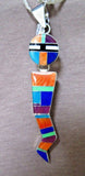 Native Navajo Multi-stone & Sterling Kachina Pendant by Edison Yazzie - JP205