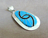 Zuni Turquoise & Sterling Hummingbird Pendant  by Amy Quandelacy Wesley JP217