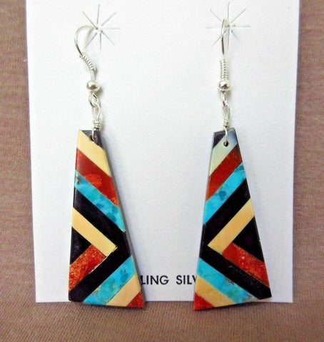 Santo Domingo Multi-stone Matrix Dangle Hook Earrings by Chaslyn Crespin JE0376