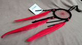 Native Navajo Handmade Medium Size Red & Black Leather Dream Catcher  M0370