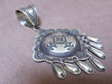 Native Navajo Hand Stamped Sterling Large Pendant by Vincent Platero JP0128