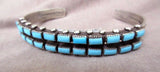 Navajo 925 Silver & Turquoise Double Row Small Cuff Bracelet JB0021