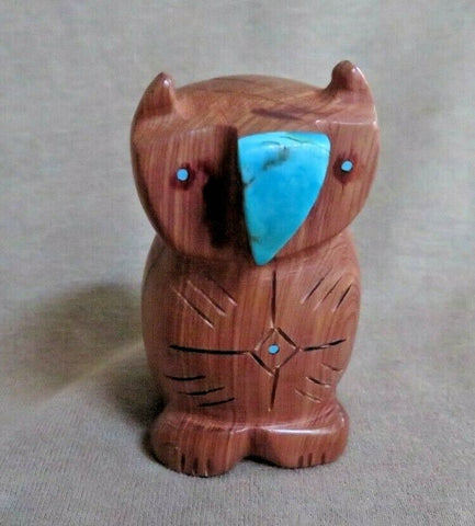 Native Zuni Cedar Wood carved Owl Fetish by Brandon Phillips - C3895