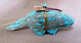 Native Zuni Turquoise Mt. Lion w/ Bundle Fetish by Leland & Daphne Boone C2592