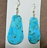 Santo Domingo Stunning Blue Turquoise Slab Hook Earring by Lupe Lovato JE454
