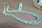 Navajo Turquoise & White Bead 8 strand Necklace w Earrings by Trina Toledo JN403