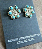 Native Zuni Awesome Turquoise Petit point Sterling Post Earrings  JE601