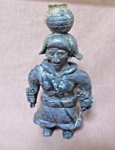 Zuni Museum Quality Picasso Marble Warrior w/ Olla  by Herbert Him Jr. C1681