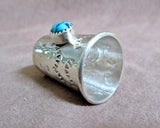 Native Navajo snake eye Turquoise Sterling Silver Thimble by France Yazzie M273