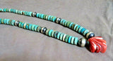 Large Santo Domingo Turquoise & Spiny Oyster Necklace by Marcella Castillo JN415