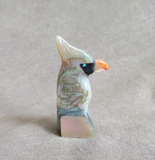 Zuni Coral Shell Cardinal w/ Sunface Fetish Carving by Darrin Boone  C4565