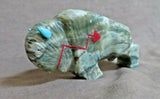 Native Zuni Chocolate Serpentine Buffalo w heartline Fetish by Kevin Quam C3884