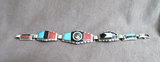 Zuni 925 Silver & Multi-Stone Spinner Sunface Link Bracelet by Don Dewa JB269