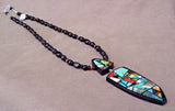 Santo Domingo Inlay Multi-Stone Pendant & Jet Necklace by Chris Nieto JN0152