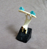 Native Zuni Antler Skateboarding Bear Fetish Carving by Ruben Najera C4557