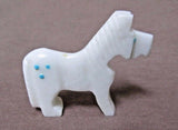 Native American Zuni White Marble Mini Horse Fetish by Todd Etsate C1845