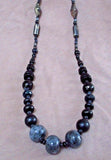 Native Navajo Multi-stone Jet & Hematite Necklace by Grace Cly JN0311