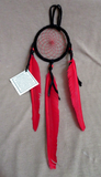 Native Navajo Handmade Medium Size Red & Black Leather Dream Catcher  M0370