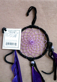 Native Navajo Handmade Medium Size Purple & Black Leather Dream Catcher  M0372