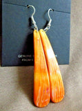 Zuni Native  Orange Spiny Oyster & Silver Hook Earrings by J Espino JE0531